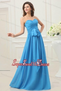 Sweetheart Empire Chiffon Ruche and Bowknot Dresses for Dama in Teal