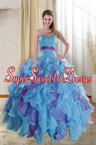 Pretty Multi Color 2015 Quinceanera Dresses with Ruffles and Beading