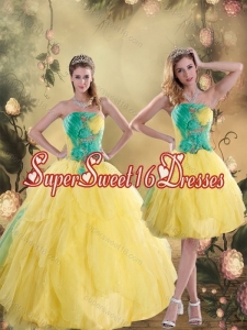 Modest Ruching Quinceanera Dresses in Yellow and Green