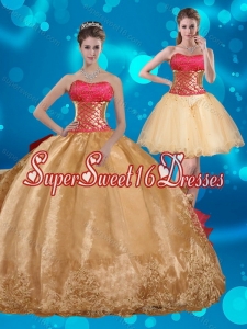 Modest Ball Gown Multi Color Quinceanera Dress with Appliques