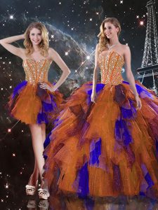 Exquisite Multi-color Sweet 16 Quinceanera Dress Military Ball and Sweet 16 and Quinceanera with Ruffles Sweetheart Sleeveless Lace Up