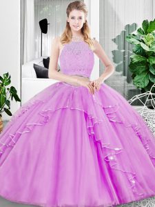 Fitting Sleeveless Lace and Ruffled Layers Zipper Sweet 16 Quinceanera Dress
