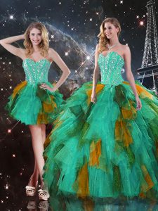 Multi-color Sweetheart Neckline Ruffles Quinceanera Gowns Sleeveless Lace Up