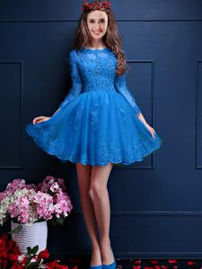 Mini Length Lace Up Court Dresses for Sweet 16 Teal for Prom and Party with Beading and Lace and Appliques