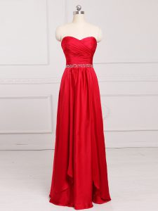 On Sale Sleeveless Zipper Floor Length Beading and Belt Quinceanera Court of Honor Dress