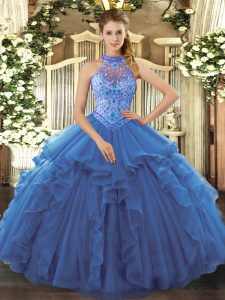 Best Sleeveless Beading and Embroidery and Ruffles Lace Up Sweet 16 Dresses
