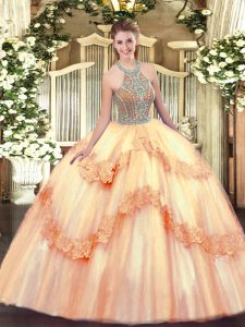 Cheap Sleeveless Beading and Appliques Lace Up Sweet 16 Quinceanera Dress