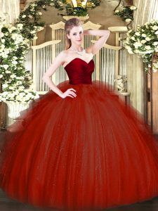 Vintage Wine Red Quinceanera Gown Military Ball and Sweet 16 and Quinceanera with Ruffles Sweetheart Sleeveless Zipper