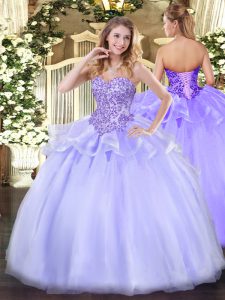 Lavender Sweetheart Lace Up Appliques Sweet 16 Dresses Sleeveless