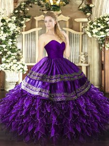 Sleeveless Embroidery and Ruffles Zipper Military Ball Gowns
