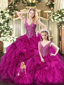 Sophisticated Sleeveless Lace Up Floor Length Ruffles Sweet 16 Dress