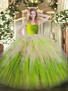 Top Selling Organza Sleeveless Floor Length Sweet 16 Dress and Ruffles