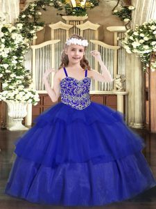 Sleeveless Beading and Ruffled Layers Lace Up Pageant Dress for Womens