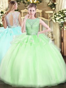 Colorful Floor Length Backless Quinceanera Dresses for Military Ball and Sweet 16 and Quinceanera with Lace