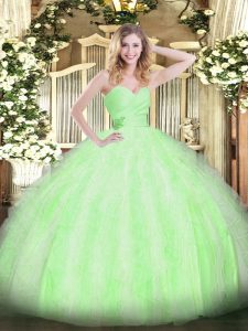 Classical Organza Lace Up 15 Quinceanera Dress Sleeveless Floor Length Beading and Ruffles
