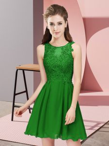 Flare Mini Length Zipper Court Dresses for Sweet 16 Green for Prom and Party and Wedding Party with Appliques
