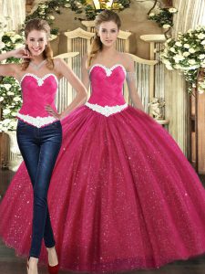 Fuchsia Quinceanera Gown Military Ball and Sweet 16 and Quinceanera with Ruching Sweetheart Sleeveless Lace Up