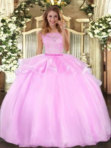 Sleeveless Clasp Handle Floor Length Lace Sweet 16 Dress
