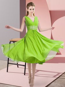Luxury Sleeveless Side Zipper Knee Length Beading Court Dresses for Sweet 16