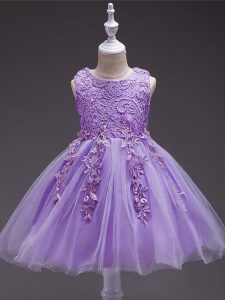 Fantastic Lavender Sleeveless Tulle Zipper Pageant Dress Wholesale for Wedding Party