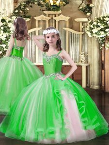 Sleeveless Beading Lace Up Pageant Dress for Girls