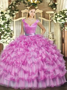 Sumptuous Organza Sleeveless Floor Length Sweet 16 Quinceanera Dress and Ruffled Layers