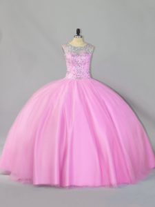 Sequins Quinceanera Gowns Baby Pink Zipper Sleeveless Floor Length