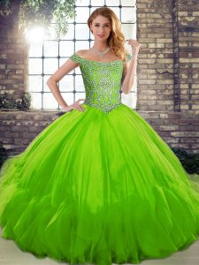 Sleeveless Tulle Lace Up Quince Ball Gowns for Military Ball and Sweet 16 and Quinceanera
