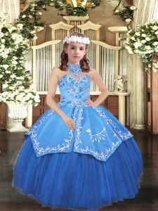 Latest Sleeveless Embroidery Lace Up Girls Pageant Dresses