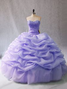 New Arrival Lace Up Quinceanera Gown Lavender for Sweet 16 and Quinceanera with Beading and Pick Ups