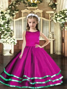 Floor Length Ball Gowns Sleeveless Fuchsia Winning Pageant Gowns Lace Up
