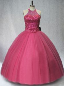 Sweet Sleeveless Lace Up Floor Length Beading Quinceanera Gowns