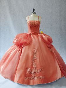 Rust Red Quinceanera Gown Sweet 16 and Quinceanera with Appliques Straps Sleeveless Lace Up