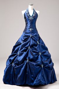 Delicate Floor Length Ball Gowns Sleeveless Royal Blue Ball Gown Prom Dress Lace Up