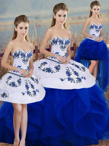 Floor Length Ball Gowns Sleeveless Royal Blue Military Ball Gown Lace Up