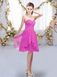 Sleeveless Lace Up Knee Length Ruffles and Ruching Court Dresses for Sweet 16