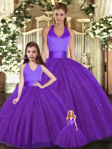 Chic Tulle Sleeveless Floor Length Quinceanera Dresses and Ruching