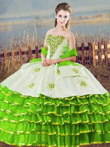 Delicate Floor Length Lace Up Sweet 16 Dress for Sweet 16 and Quinceanera with Beading and Ruffled Layers