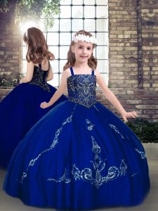 Royal Blue Little Girls Pageant Dress Party and Wedding Party with Beading Straps Sleeveless Lace Up
