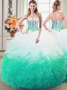 Inexpensive Sweetheart Sleeveless Lace Up Quinceanera Dresses Multi-color Organza