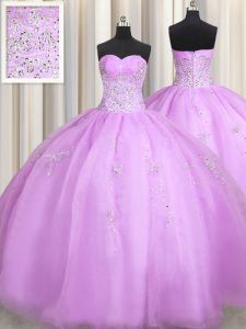 Adorable Organza Sleeveless Floor Length Sweet 16 Dresses and Beading and Appliques