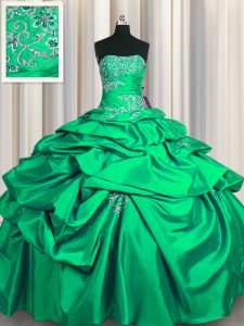 Appliques and Pick Ups Court Dresses for Sweet 16 Turquoise Lace Up Sleeveless Floor Length