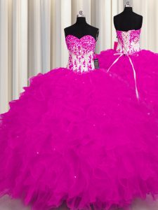 Cute Sweetheart Sleeveless Organza Sweet 16 Quinceanera Dress Appliques Lace Up