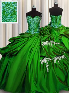 Floor Length Ball Gowns Sleeveless Green Vestidos de Quinceanera Lace Up