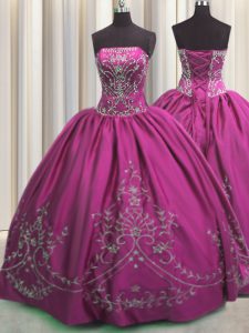 Charming Taffeta Sleeveless Floor Length Sweet 16 Dresses and Beading and Embroidery