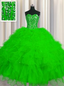 Visible Boning Floor Length Ball Gowns Sleeveless Sweet 16 Quinceanera Dress Lace Up