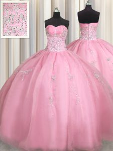 Floor Length Ball Gowns Sleeveless Rose Pink Teens Party Dress Zipper