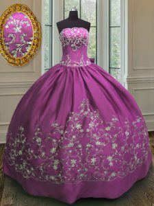 On Sale Fuchsia Sleeveless Embroidery Floor Length Ball Gown Prom Dress