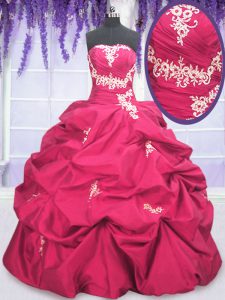 Pick Ups Hot Pink Long Sleeves Taffeta Lace Up Quinceanera Dress for Military Ball and Sweet 16 and Quinceanera