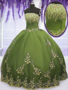 New Style Olive Green Sleeveless Tulle Zipper 15 Quinceanera Dress for Military Ball and Sweet 16 and Quinceanera